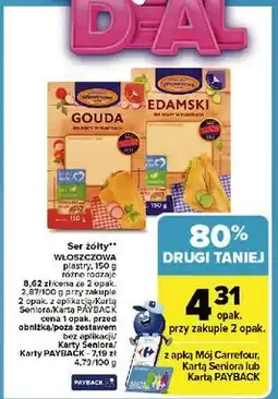 Carrefour Ser żółty edamski plastry Włoszczowa oferta