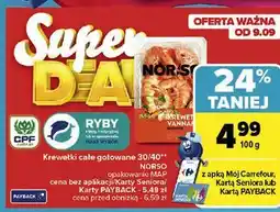 Carrefour Krewetki całe gotowane Norso oferta