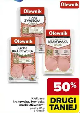Carrefour Kiełbasa krakowska, żywiecka marki Olewnik oferta