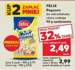 Kaufland Popcorn Felix do mikrofalówki, różne rodzaje oferta