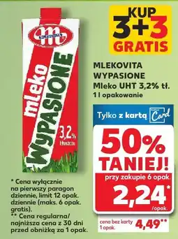 Kaufland Mleko Wypasione UHT 3,2% 3+3 GRATIS Mlekovita oferta
