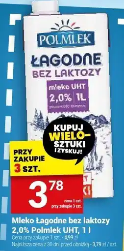 Twój Market Mleko łagodne bez laktozy 2,0% Polmlek UHT oferta