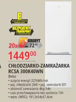 E.Leclerc Chłodziarko-zamrażarka rcsa300k40wn Beko oferta