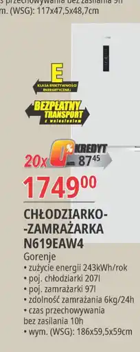 E.Leclerc Chłodziarko-zamrażarka n619eaw4 Gorenje oferta