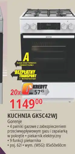 E.Leclerc Kuchnia gazowo-elektryczna gk5c42wj Gorenje oferta