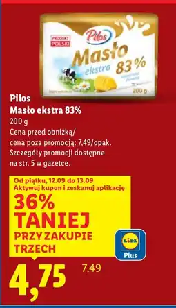 Lidl Masło ekstra Pilos 83% oferta
