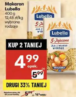 Delikatesy Centrum Makaron Lubella wybrane rodzaje oferta