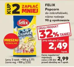 Kaufland FELIX Popcorn do mikrofalówki, różne rodzaje 90 g opakowanie oferta