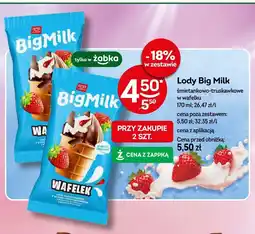 Żabka Lody Big Milk śmietankowo-truskawkowe w wafelku oferta