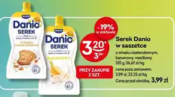 Żabka Serek Danio w saszetce o smaku ciasteczkowym, bananowy, waniliowy Danone oferta