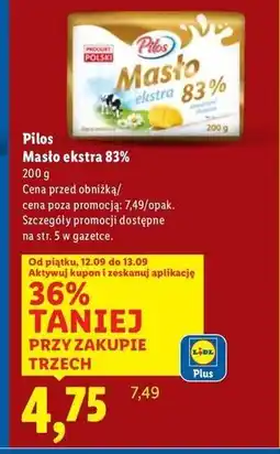 Lidl Masło ekstra 83 % Pilos oferta