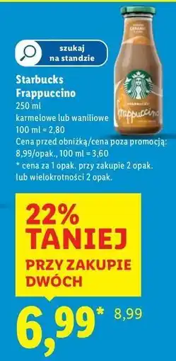 Lidl Napój classic vanilla Starbucks Frappuccino oferta