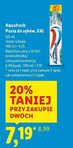 Lidl Pasta do zębów z mentolem Aquafresh Active Fresh oferta