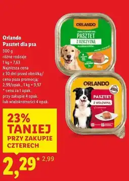 Lidl Pasztet dla psa z wołowiną Orlando oferta