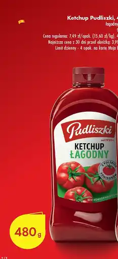 Biedronka Ketchup Pudliszki łagodny 480g oferta