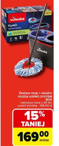 Carrefour Zestaw mop + wiadro Vileda H2PRO System Box oferta