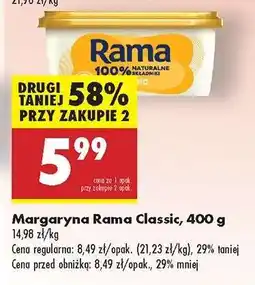 Biedronka Margaryna Rama Classic 400 g oferta