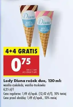 Biedronka Lody Diuna rożek duo, 120 ml oferta