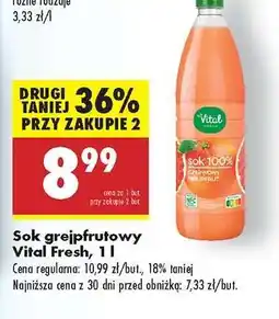 Biedronka Sok grejpfrutowy Vital Fresh, 1 l oferta