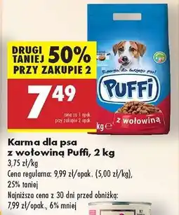 Biedronka Karma dla psa z wołowiną Puffi, 2 kg oferta