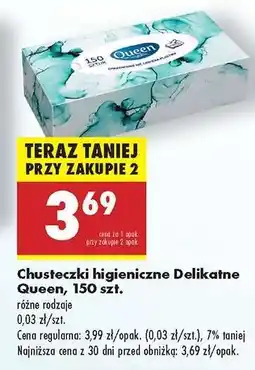 Biedronka Chusteczki higieniczne Delikatne Queen , 150 szt oferta