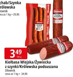 E.Leclerc Kiełbasa wiejska/żywiecka z szynki/królewska podsuszana Olewnik oferta