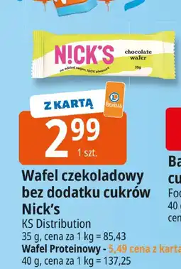 E.Leclerc Wafel czekoladowy bez dodatku cukrów Nick's KS Distribution oferta
