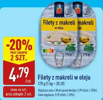ALDI Filety z makreli w oleju oferta