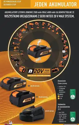 Biedronka Ładowarka do akumulatorów 20 v Niteo Tools oferta