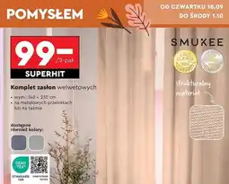 Biedronka Komplet zasłon welwetowych 140 x 250 cm Smukee oferta