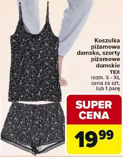 Carrefour Koszulka piżamowa damska, szorty piżamowe damskie TEX oferta