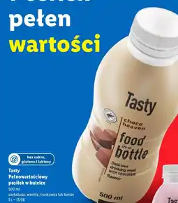 Lidl Napój Tasty Pełnowartościowy posiłek w butelce czekolada oferta