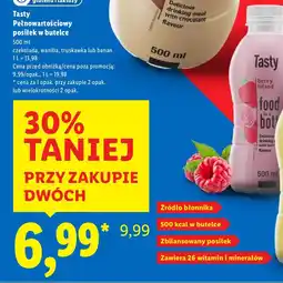 Lidl Napój Tasty Pełnowartościowy posiłek w butelce truskawka oferta