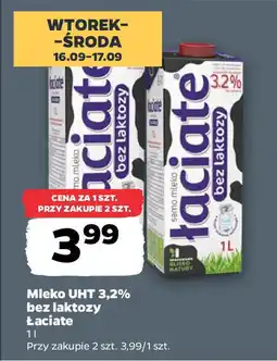 Netto Mleko UHT bez laktozy 3,2% Łaciate oferta