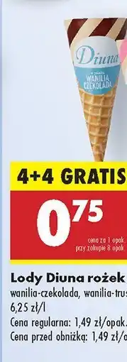 Biedronka Lody Diuna rożek duo wanilia-czekolada oferta