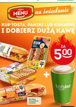 Żabka Zestaw śniadaniowy tost/panini/kanapka + kawa Żabka Menu oferta