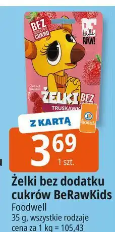 E.Leclerc Żelki o smaku truskawka Be Raw! oferta