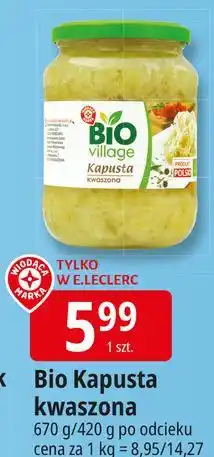 E.Leclerc Kapusta kwaszona Wiodąca Marka Bio Village oferta