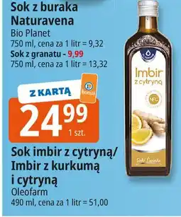 E.Leclerc Sok imbirowy z kurkumą i cytryną Oleofarm oferta