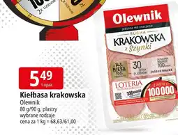 E.Leclerc Kiełbasa krakowska sucha z szynki Olewnik oferta