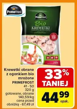 Carrefour Krewetki obrane z ogonkami mrożone Primefrost Bio oferta