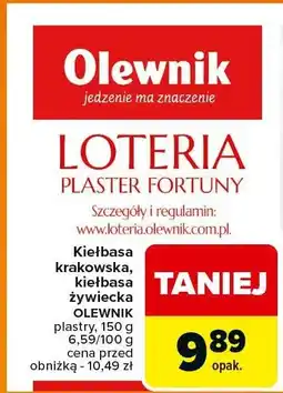Carrefour Kiełbasa krakowska żywiecka Olewnik oferta