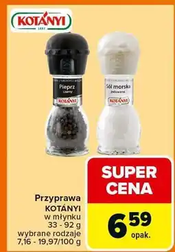 Carrefour Przyprawy w młynku Kotanyi oferta