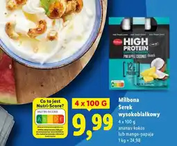 Lidl Serek Milbona wysokobiałkowy ananas-kokos lub mango-papaja oferta