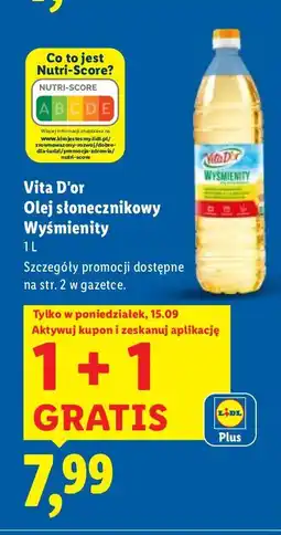 Lidl Olej słonecznikowy Wyśmienity Vita D'or oferta