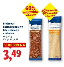 Lidl Baton migdałowy lub sezamowy z miodem Eridanous oferta