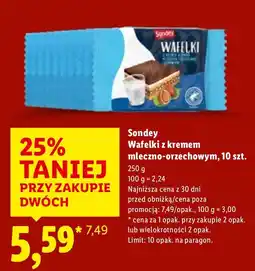 Lidl Wafelki z kremem mleczno-orzechowym Sondey oferta