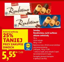 Lidl Rurki waflowe Rendissimo oblane czekoladą Sondey oferta