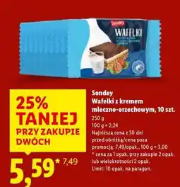 Lidl Sondey Wafelki z kremem mleczno-orzechowym, 10 szt oferta