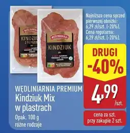 ALDI Kindziuk Mix w plastrach różne rodzaje Wędliniarnia Premium oferta